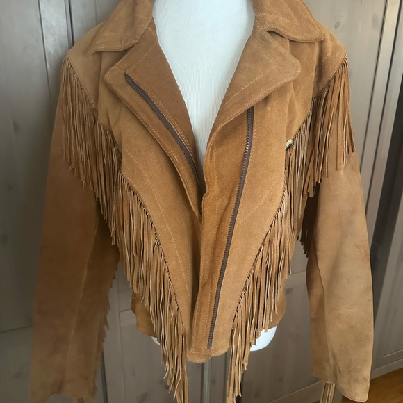 lariat leathers Jackets & Blazers - Vintage Western Fringe Suede Leather Jacket -Made in USA